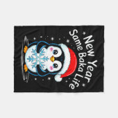 同じバカライフペンギンジョーク新年 フリースブランケット (正面(横))