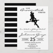 同じホウキで永遠に！魔女をテーマにしたバチェロレッテパーティ 招待状 (正面/裏面)