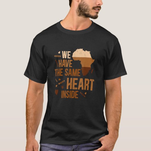 同じ心の中のアフリカ系アメリカ人黒人歴史 Tシャツ (正面)