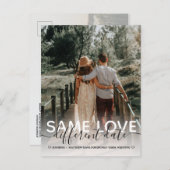 同じ恋違うの日結婚付のタイポグラフィ 案内ポストカード (正面/裏面)