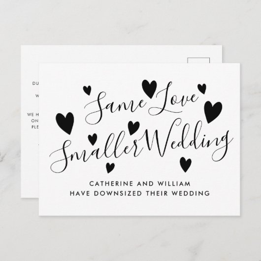 同じ愛のスモールマイクロウェディング ダウングレード 変更プラン 案内ポストカード (正面/裏面)