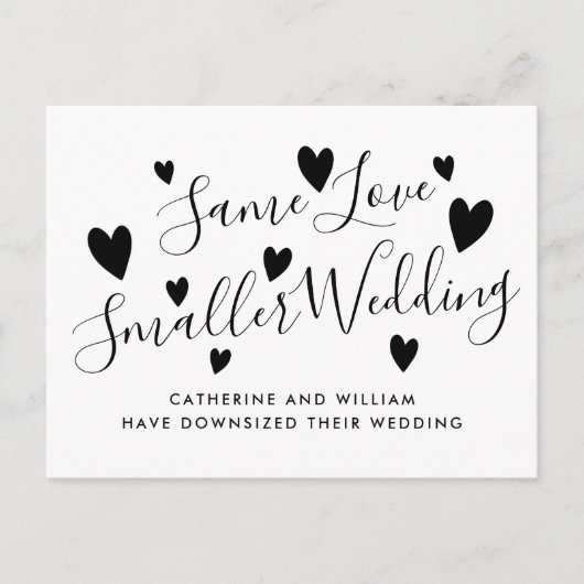 同じ愛のスモールマイクロウェディング ダウングレード 変更プラン 案内ポストカード (正面)