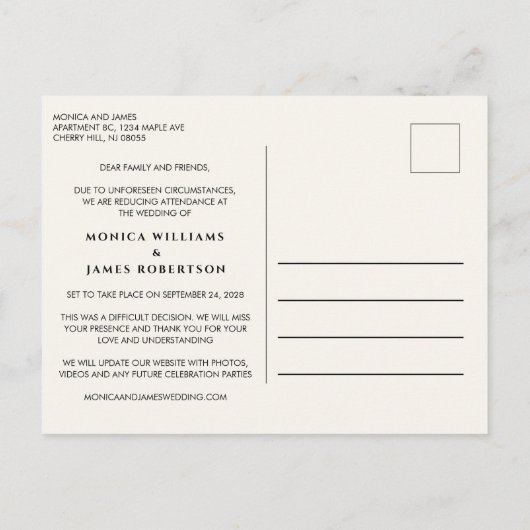 同じ愛の小さ結婚いユーカリのクリーム 案内ポストカード (裏面)