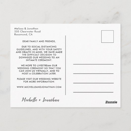 同じ愛の小さ結婚い小さシンプルい写真 ポストカード (裏面)