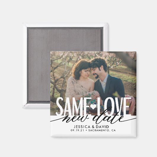 同じ愛の新しい日付の結婚式の日付を保存 マグネット (正面/裏面)