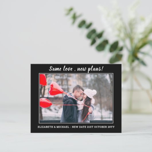 同じ愛の新しい計救画の日付BUDGET写真結婚の ポストカード (スタンド正面)