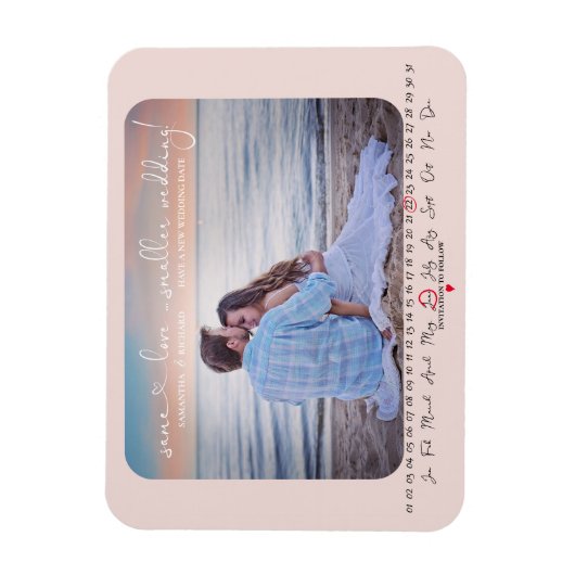 同じ愛より小さな結婚式の日付写真を保存 マグネット (縦)