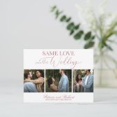 同じ愛を小さくするウェディング シンプル エレガント 3枚の写真 ポストカード (スタンド正面)