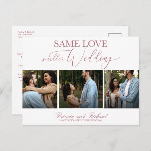 同じ愛を小さくするウェディング シンプル エレガント 3枚の写真 ポストカード (正面/裏面)