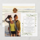 同じ愛を縮小したマイクロウェディングのお知らせ 招待状 (正面/裏面)