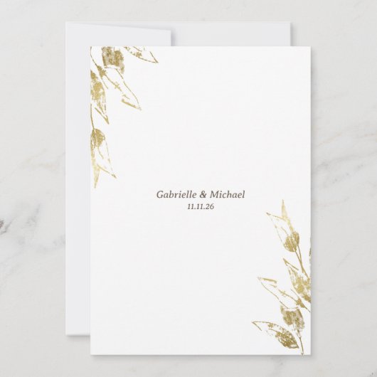 同じ愛　小さな結婚式　縮小した謝罪　ゴールド 招待状 (裏面)