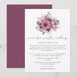 同じ愛　小さな結婚式　縮小　ピンクの花 案内状