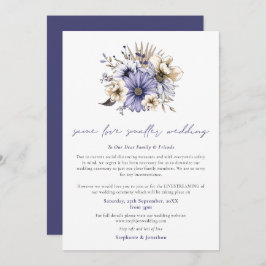同じ愛　小さな結婚式　縮小　紫の花束 案内状