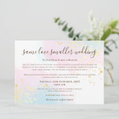 同じ愛 小規模な結婚式 スクリプト ピンク ティール ゴールド 案内状 (スタンド正面)