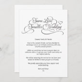 同じ愛 小規模な結婚式 縮小したカリグラフィー 案内状 (正面/裏面)