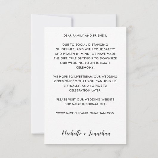 同じ愛 小規模な結婚式 縮小 シンプル フォト (裏面)