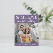 同じ愛 小規模な結婚式 縮小 シンプル フォト ポストカード (スタンド正面)