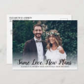 同じ愛 新しい日程 延期 現代的なスクリプト フォト 案内ポストカード (正面/裏面)