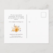 同じ愛 新しい計画の日程 黄色 グレー 花のウェディング 案内ポストカード (裏面)