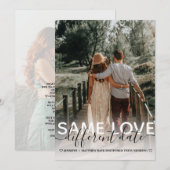 同じ愛、異なる日付のウェディングタイポグラフィ写真 案内状 (正面/裏面)