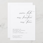 同じ日付新しい場所プランの新しい時間変更 招待状 (正面/裏面)