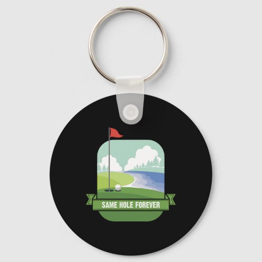 同じ穴にずっと 笑えるゴルフ独身パーティー前のプレウェディング キーホルダー (正面)