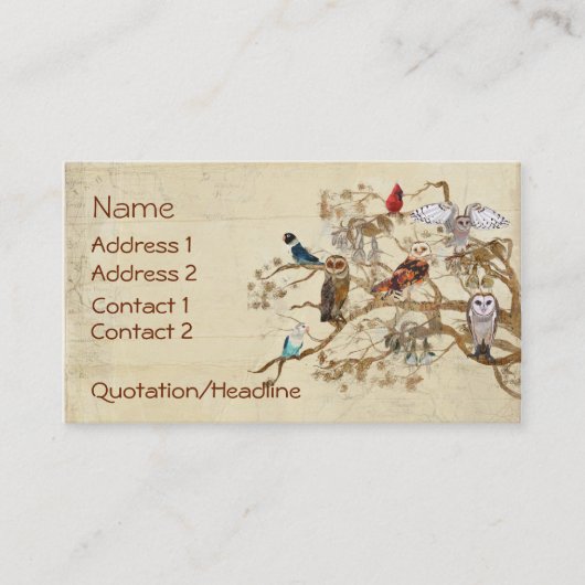 同じ羽の枝名刺の鳥 名刺 (正面)