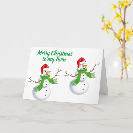 同じ雪だるまがクリスマスツインを願う カード (黄色い花)