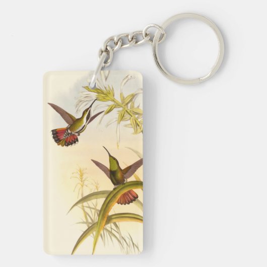 同カラフルじ花を目指すハチドリ二羽 キーホルダー (裏面)