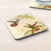 同カラフルじ花を目指すハチドリ二羽 コースター (左側)