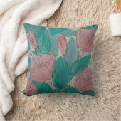 同モダン時代の串暗い赤紫色花 クッション (ブランケット)