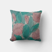 同モダン時代の串暗い赤紫色花 クッション (正面)