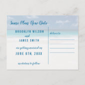 同一計画新規日付ビーチテーマ日付の保存 案内ポストカード (裏面)