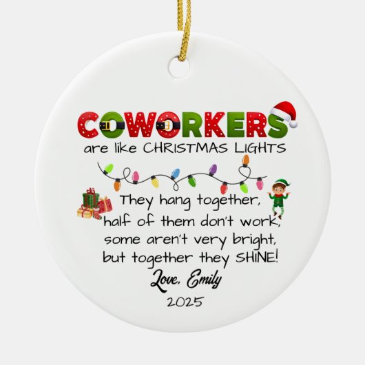同僚のおもしろい仕事友達のための共同クリスマスクリスマス セラミックオーナメント (正面)