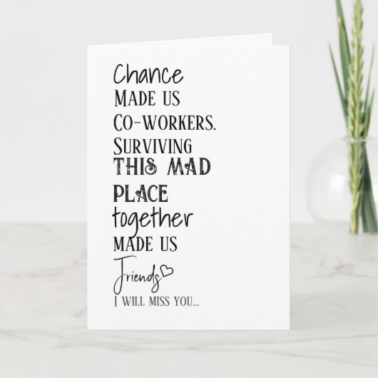 同僚のお別れ有難い友情カード サンキューカード (正面)