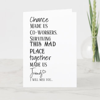 同僚のお別れ有難い友情カード サンキューカード