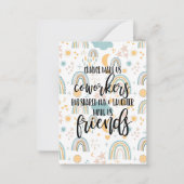 同僚の仕事友達ギフト仕事BFF、友情 ノートカード (正面)