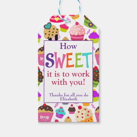 同僚の甘いカップケーキ ギフトタグ (正面)