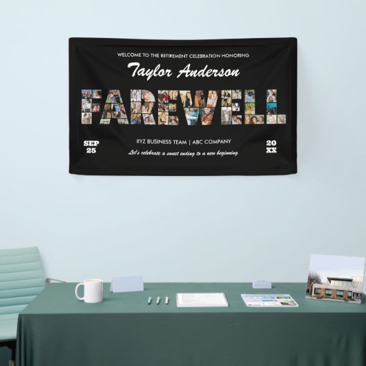 同僚の退職パーティーの写真コラージュ 横断幕 (トレードショー)