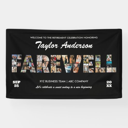 同僚の退職パーティーの写真コラージュ 横断幕 (横)
