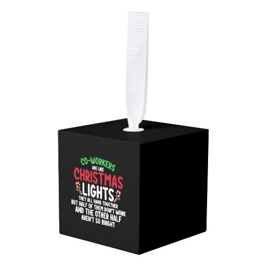 同僚はクリスマスライトに似ている キューブオーナメント (正面アングル)