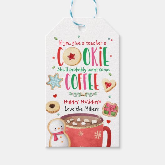 同僚スタッフ会社の休日の感謝クッキー ギフトタグ (正面)