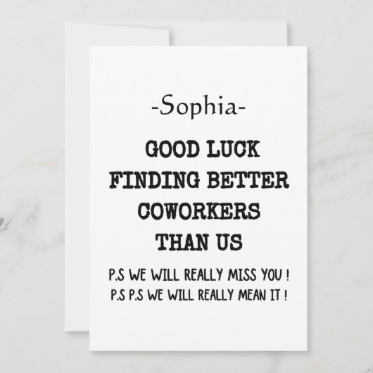 同僚ボス離れのADDおもしろい引用文カスタム 案内状 (正面)