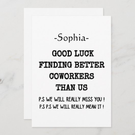 同僚ボス離れのADDおもしろい引用文カスタム 案内状 (正面/裏面)