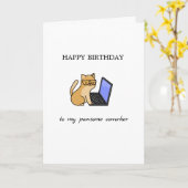 同僚素晴らしのかわいいオおもしろいフィスの猫の誕生日 カード (黄色い花)