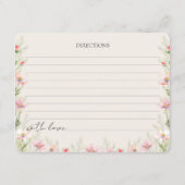 同封カードのレシピ ワイルドフラワーのウェディング エンクロージャーカード (裏面)