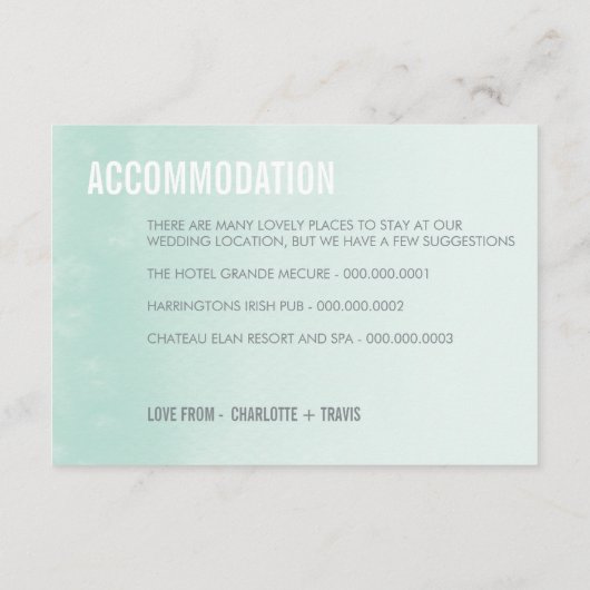 同封カード :: 淡い水彩パステルミント エンクロージャーカード (裏面)