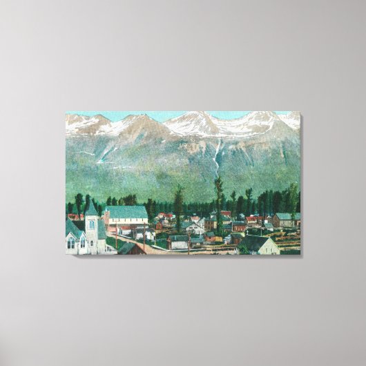 同市の居住地区の空中表示 キャンバスプリント (正面)