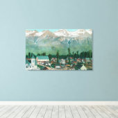 同市の居住地区の空中表示 キャンバスプリント (インサイチュ (ウッドフロア))