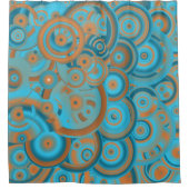 同心円グラデーションオレンジラストターコイズ シャワーカーテン (正面)